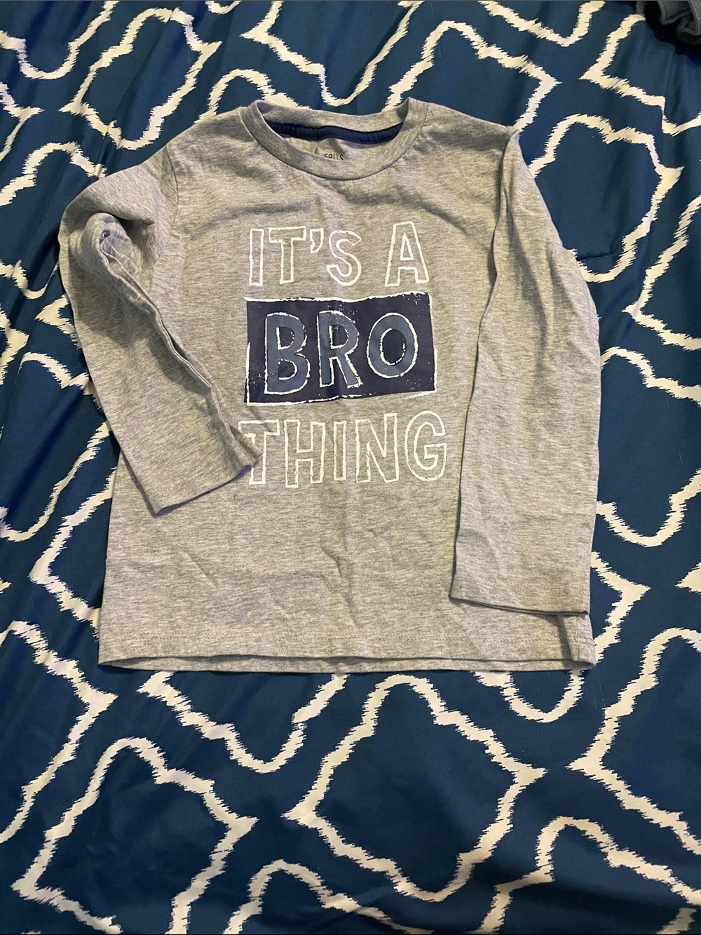 Falls Creek Gray Long-Sleeve Tee with Navy 'BRO' Graphic
